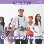 A group of people with the title community helpers, teaching resources.