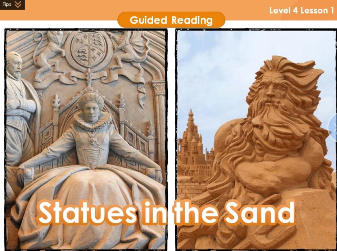 A picture of statues in the sand, ideal for lesson plans and teaching resources related to VIPKid.