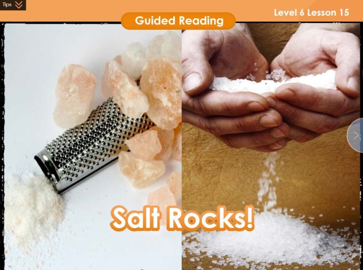 A gilded picture of salt rocks reading the words, suitable for teachers looking for K-12 lesson plans.