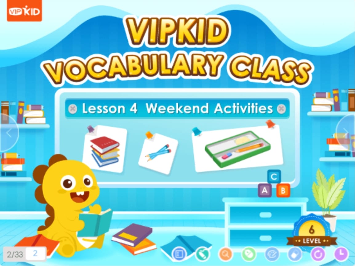 The VIPKid teacher prepares teaching resources for the Vipkid vocabulary class on weekend activities.