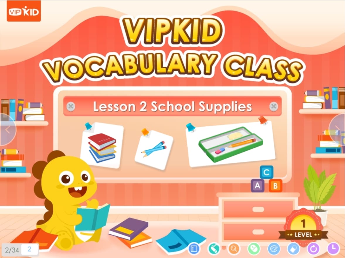 VIPKid teacher Vipkid vocabulary class lesson 2 school supplies.